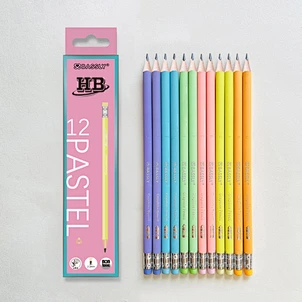 12pcs pastel color body  graphite pencil with eraser